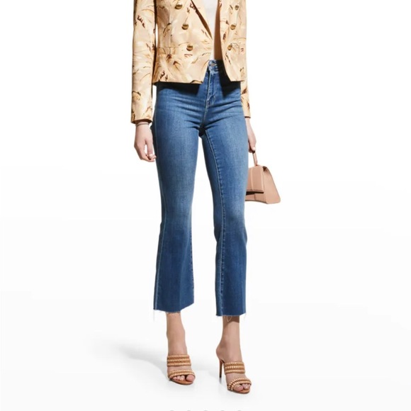 L’Agence Kendra High-Rise Crop Flare Jeans with Raw Hem - Picture 10 of 10